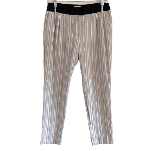Reiss Dilly Straight Leg Trousers Women’s Size 4 High Waist Striped White Blue - Picture 1 of 9
